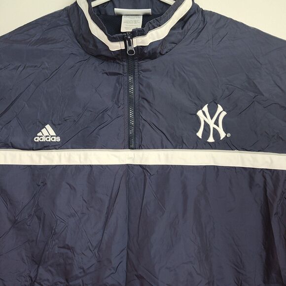 Adidas MLB New York Yankees 1/4-Zip Jacket Men's Size XL Blue Windbreaker - Picture 3 of 10